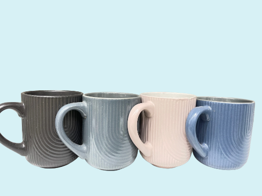 Textured ribbed ceramic mugs