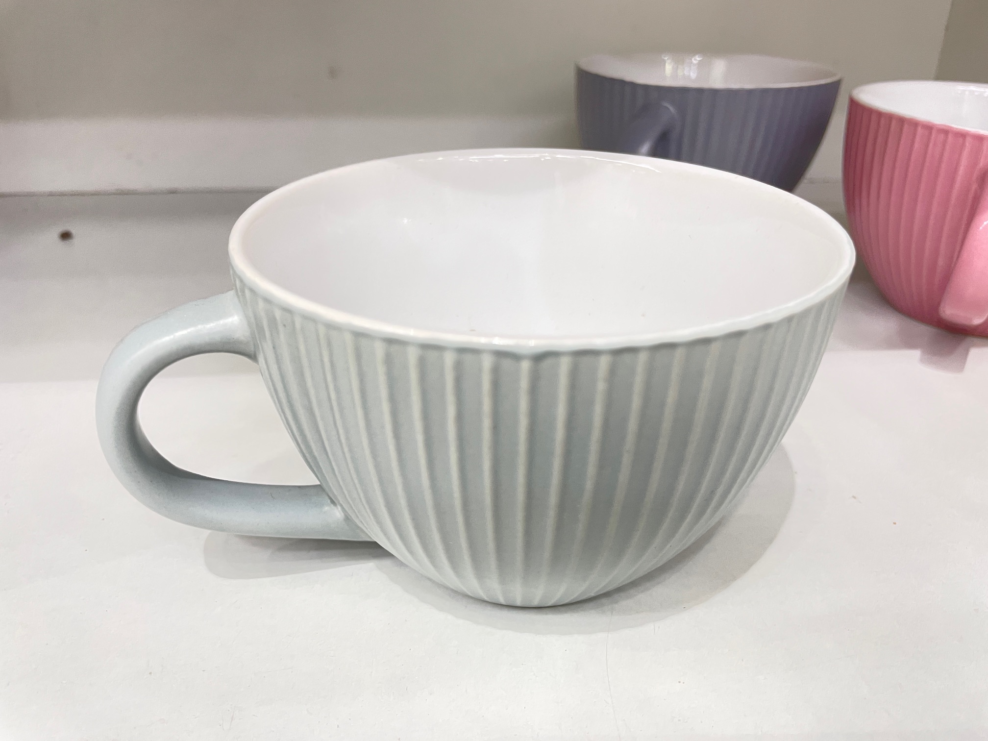 Ribbed ceramic soup & coffee Mugs