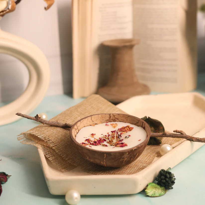 Rose Coconut Shell Candle