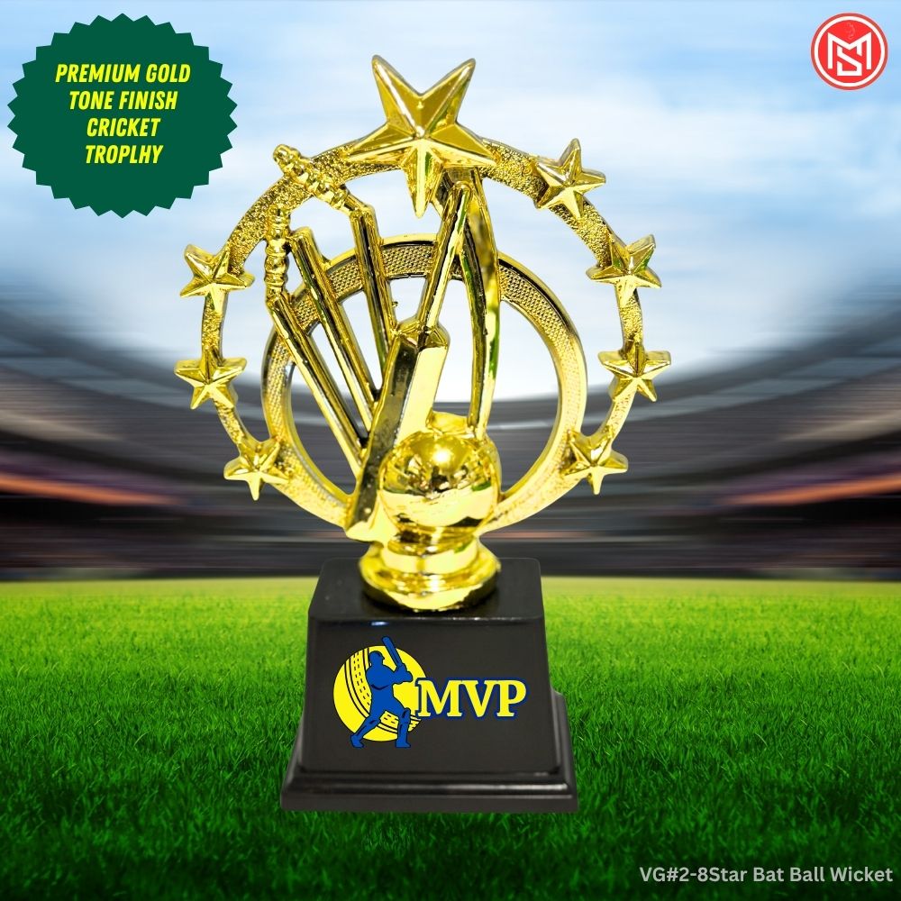 8-Star Gold tone Plastic Cricket Trophy