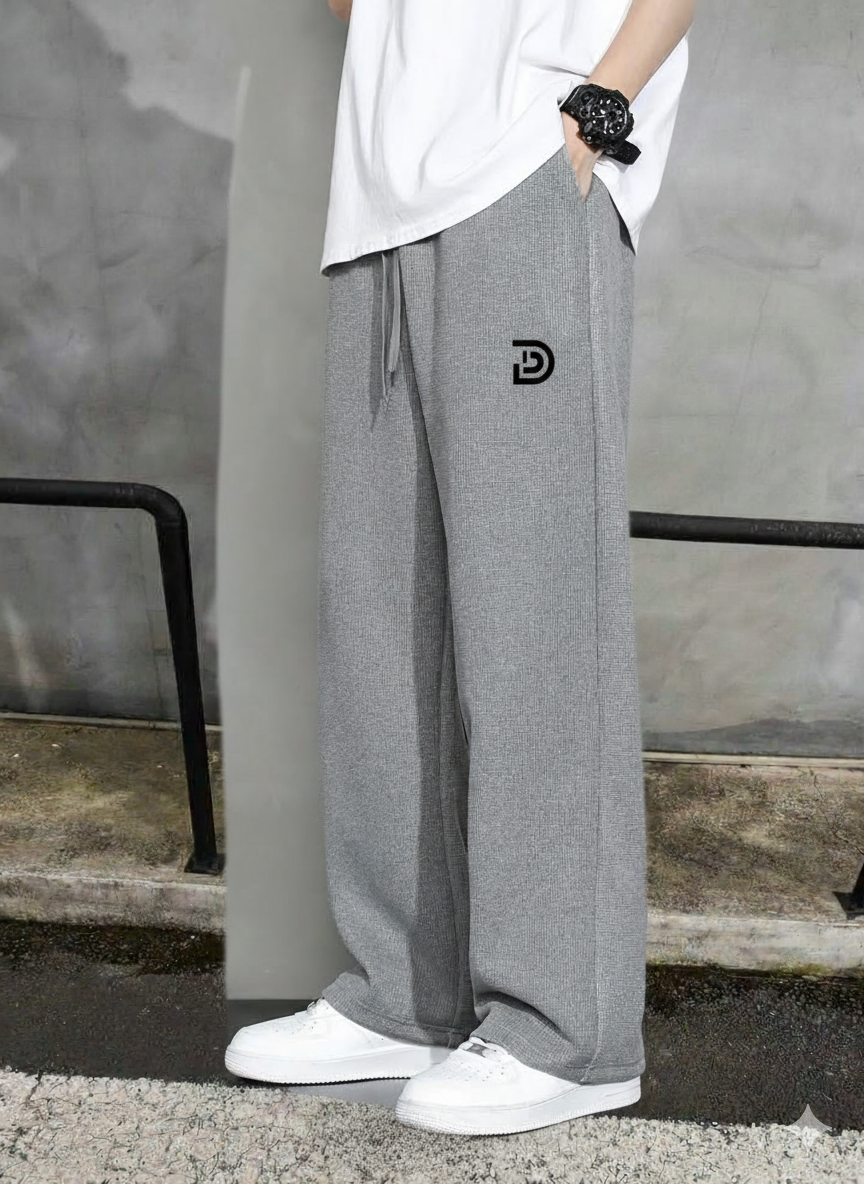 Gray Casual Wide-Leg Sweatpants