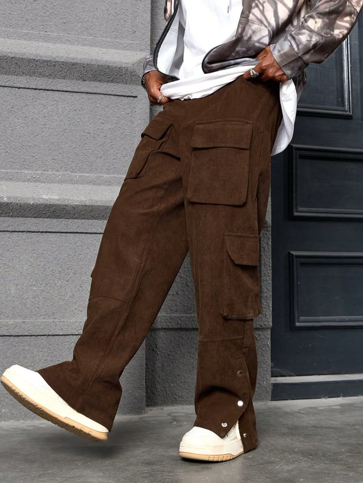 Brown Corduroy Cargo Pants