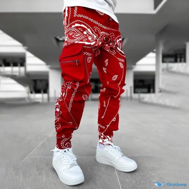 Red Bandana Pattern Jogger Pants