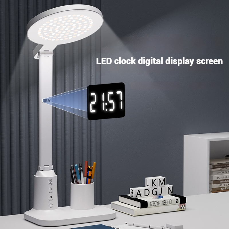 1516A LED Desk Lamp with Pen Holder and Clock
