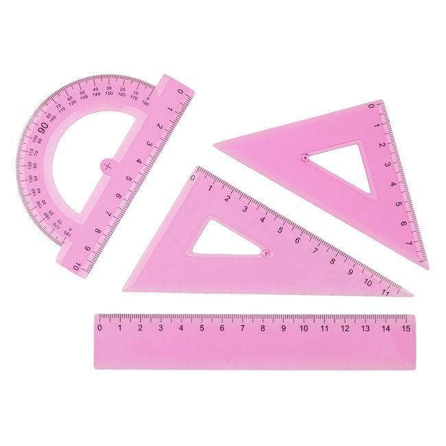 Pink Geometry Ruler Set