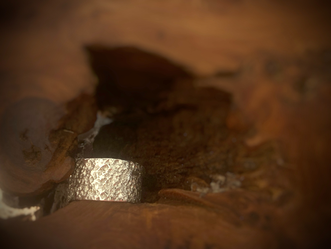 Thick Textured Silver Band - Size M