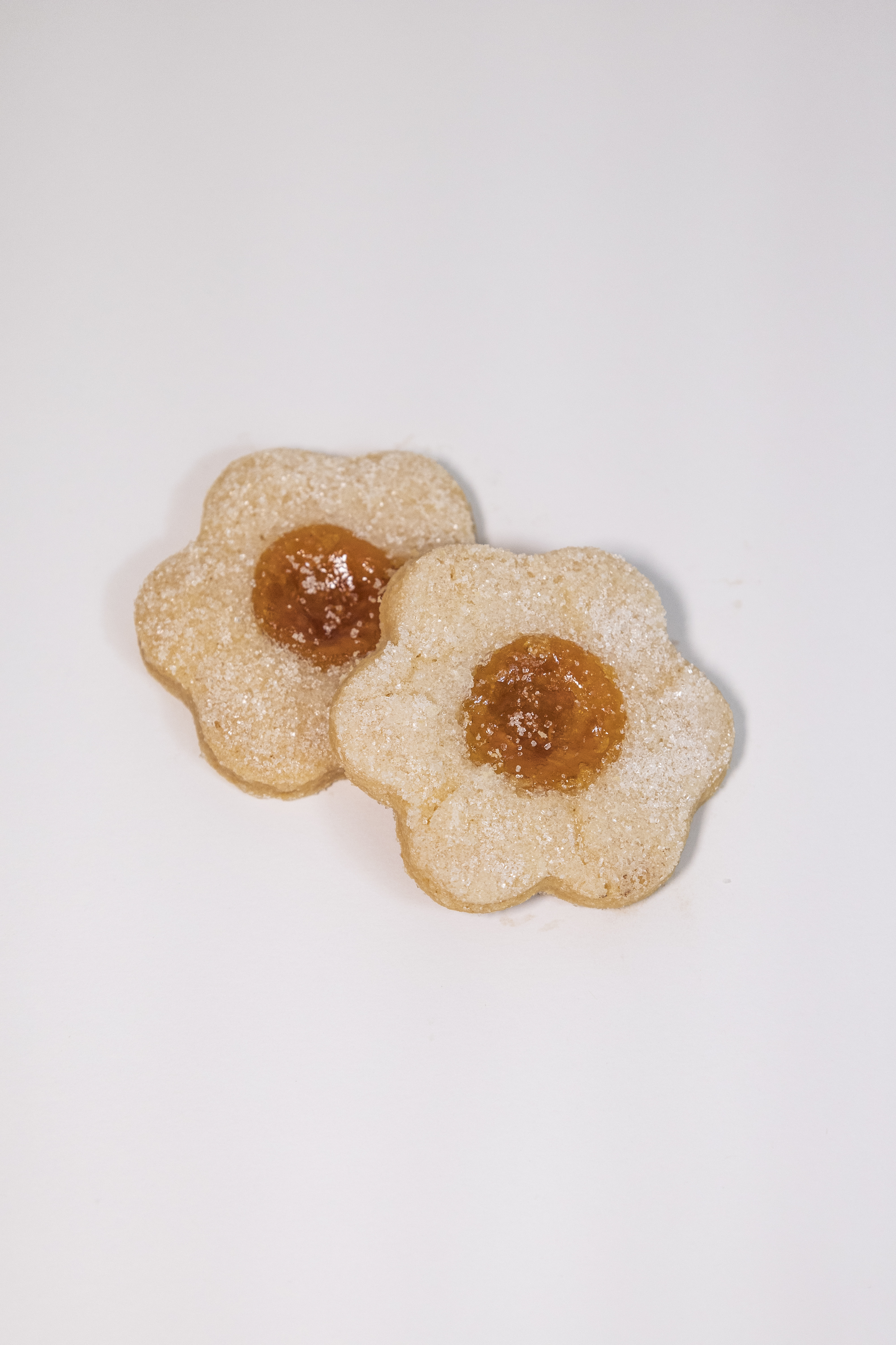 Flower-shaped jam cookies