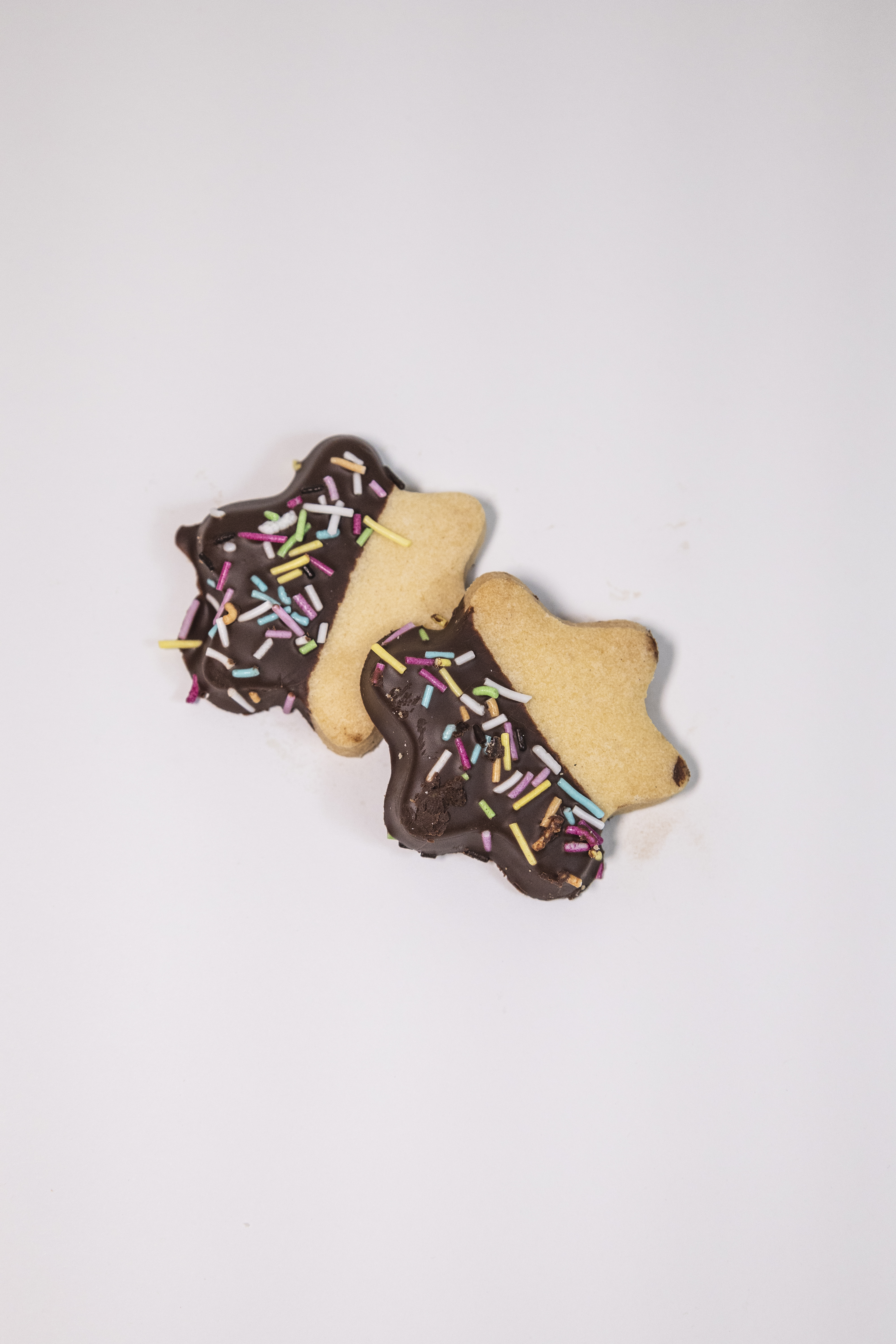 Star-shaped chocolate-dipped cookies