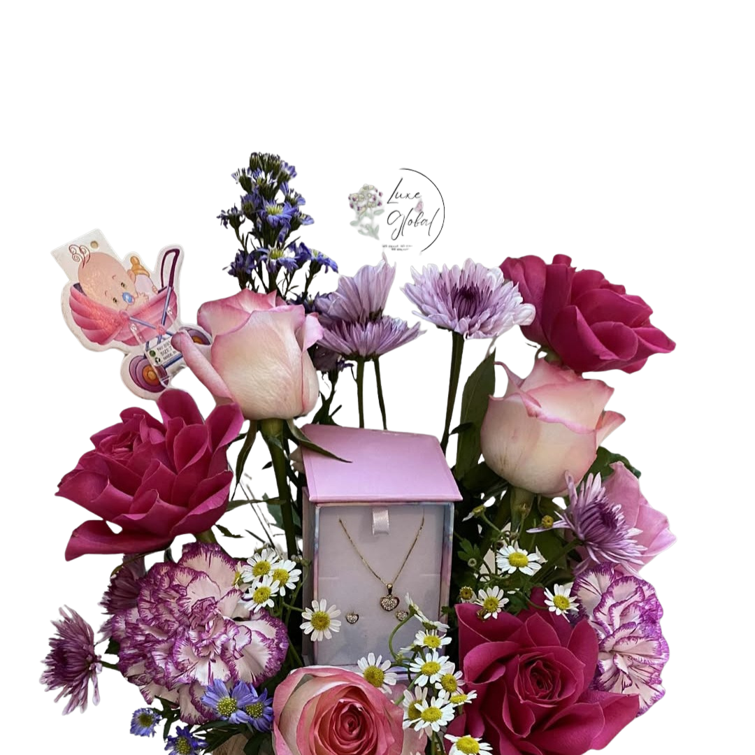 Floral Gift Arrangement with Necklace