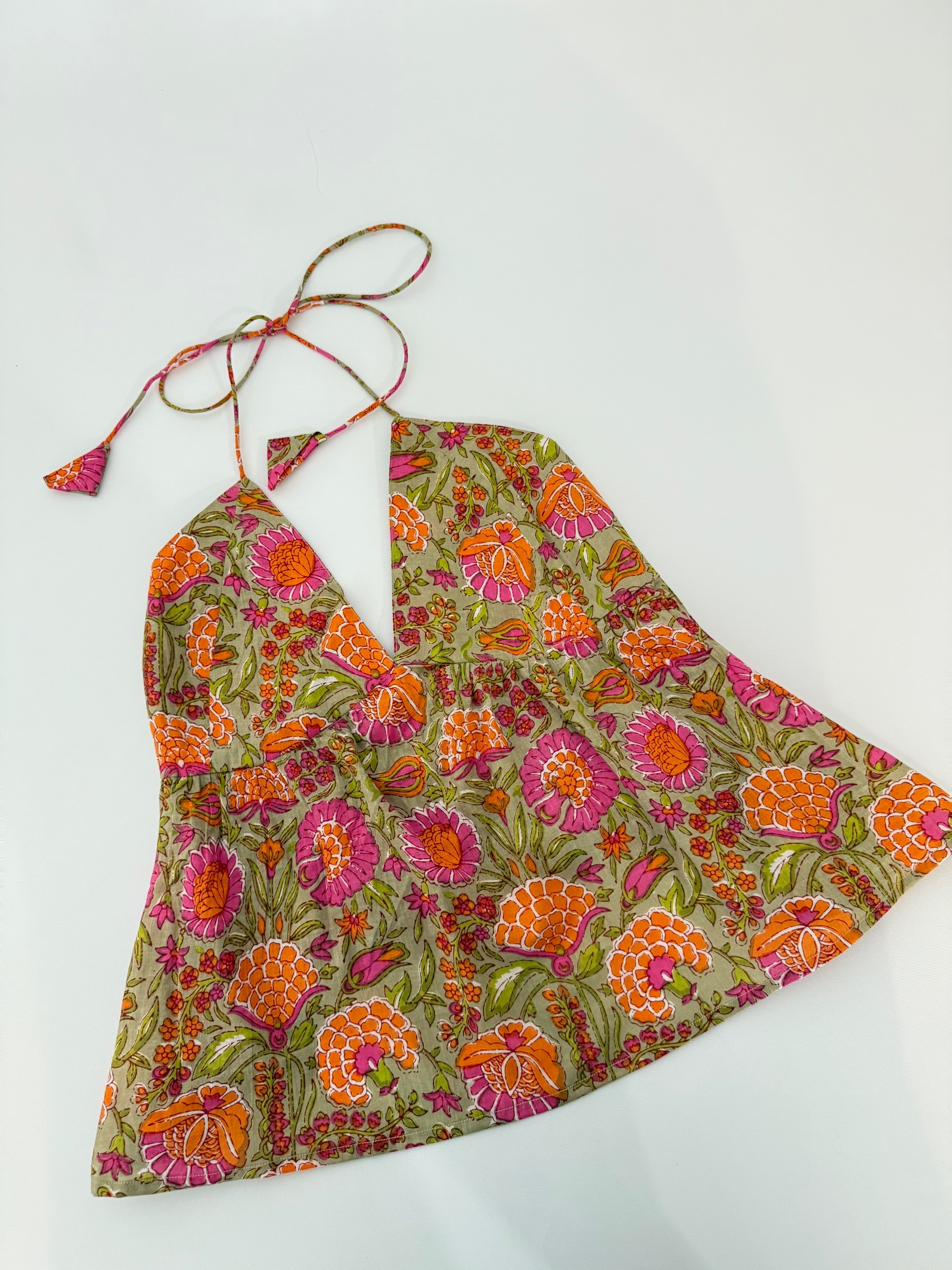 Floral Halter Top [Green]