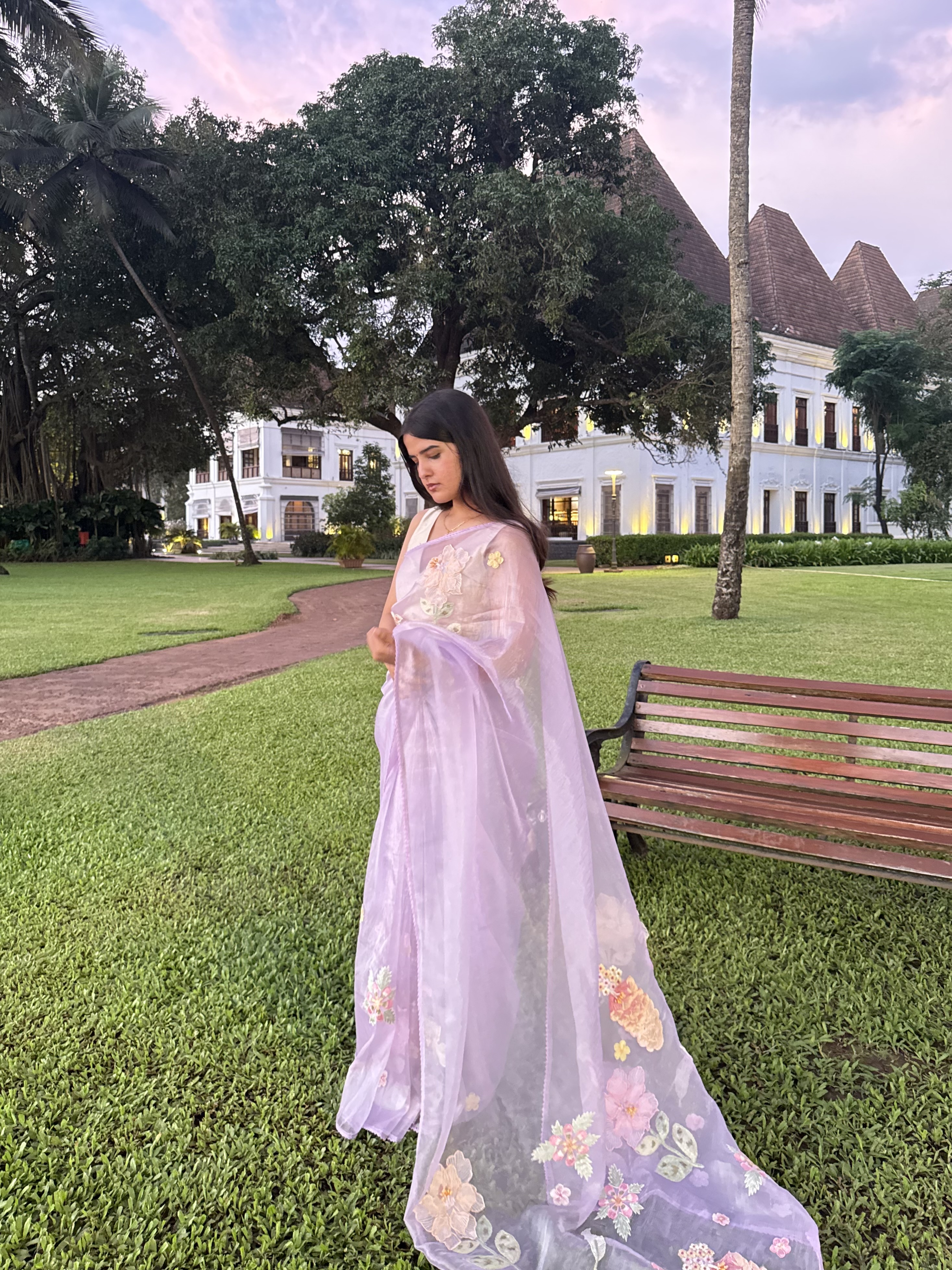 Fancy tissue saree [Lavender]
