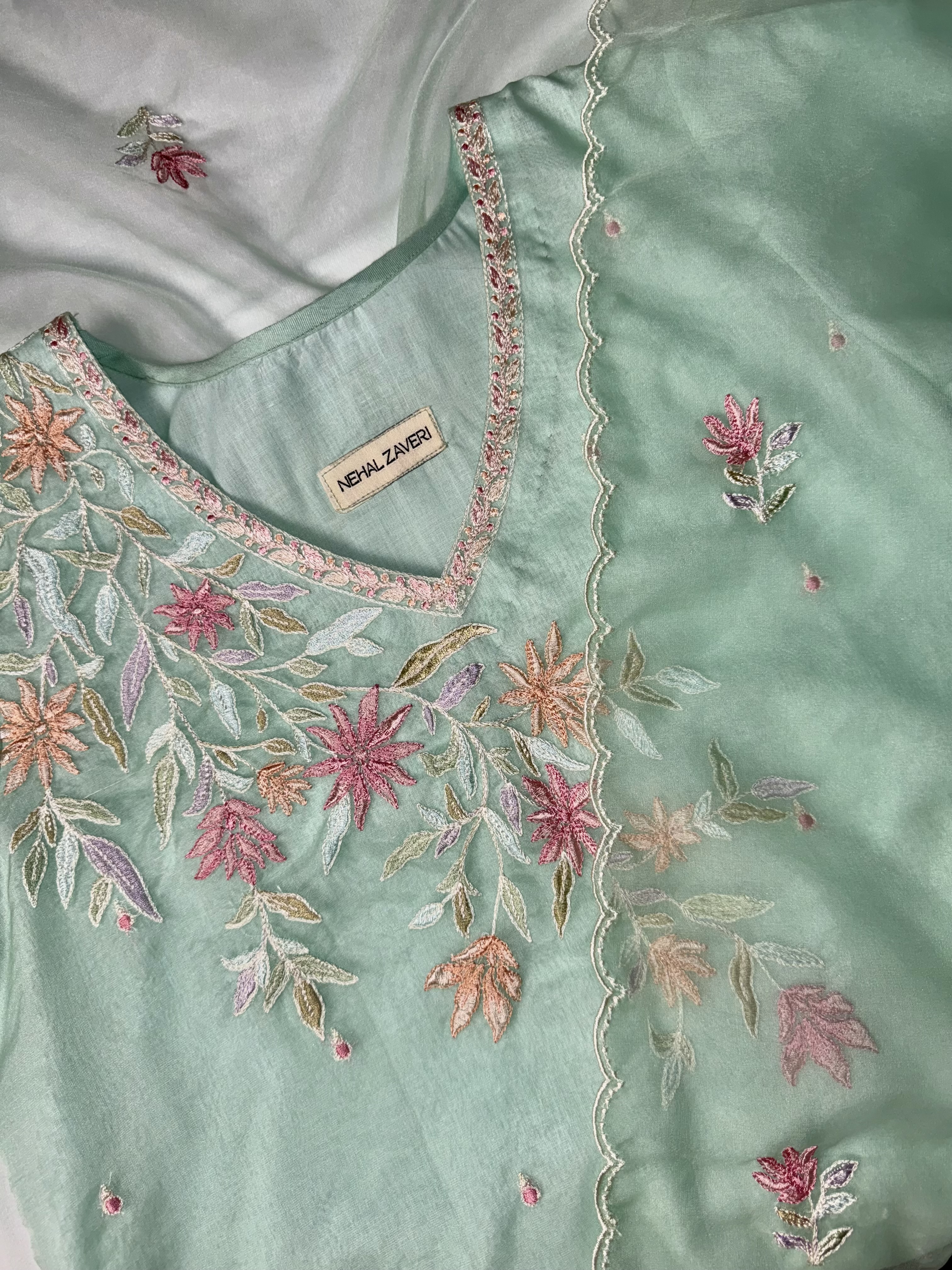 Mint green embroidered set