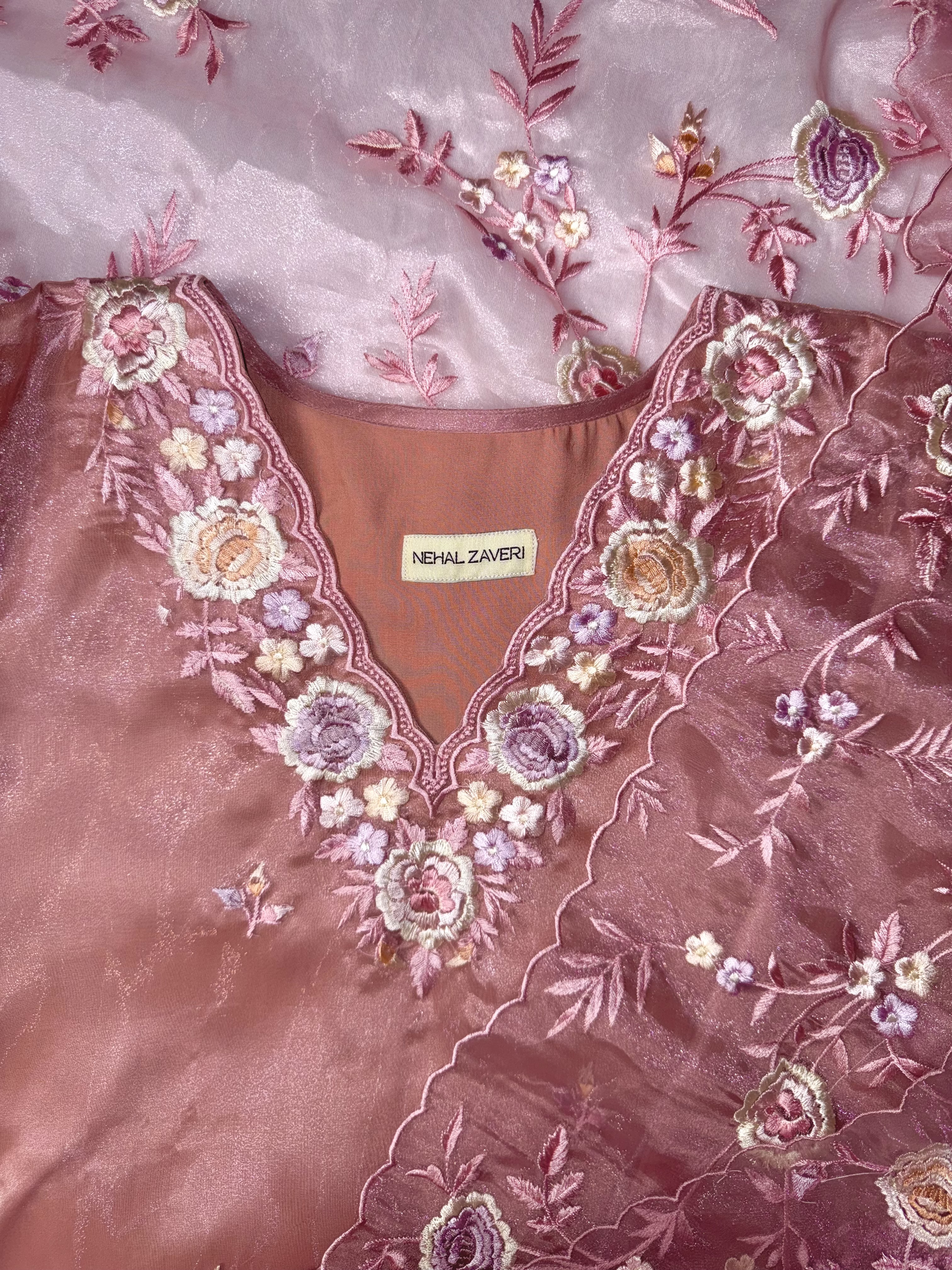 Embroidered glass tissue set [Onion Pink]