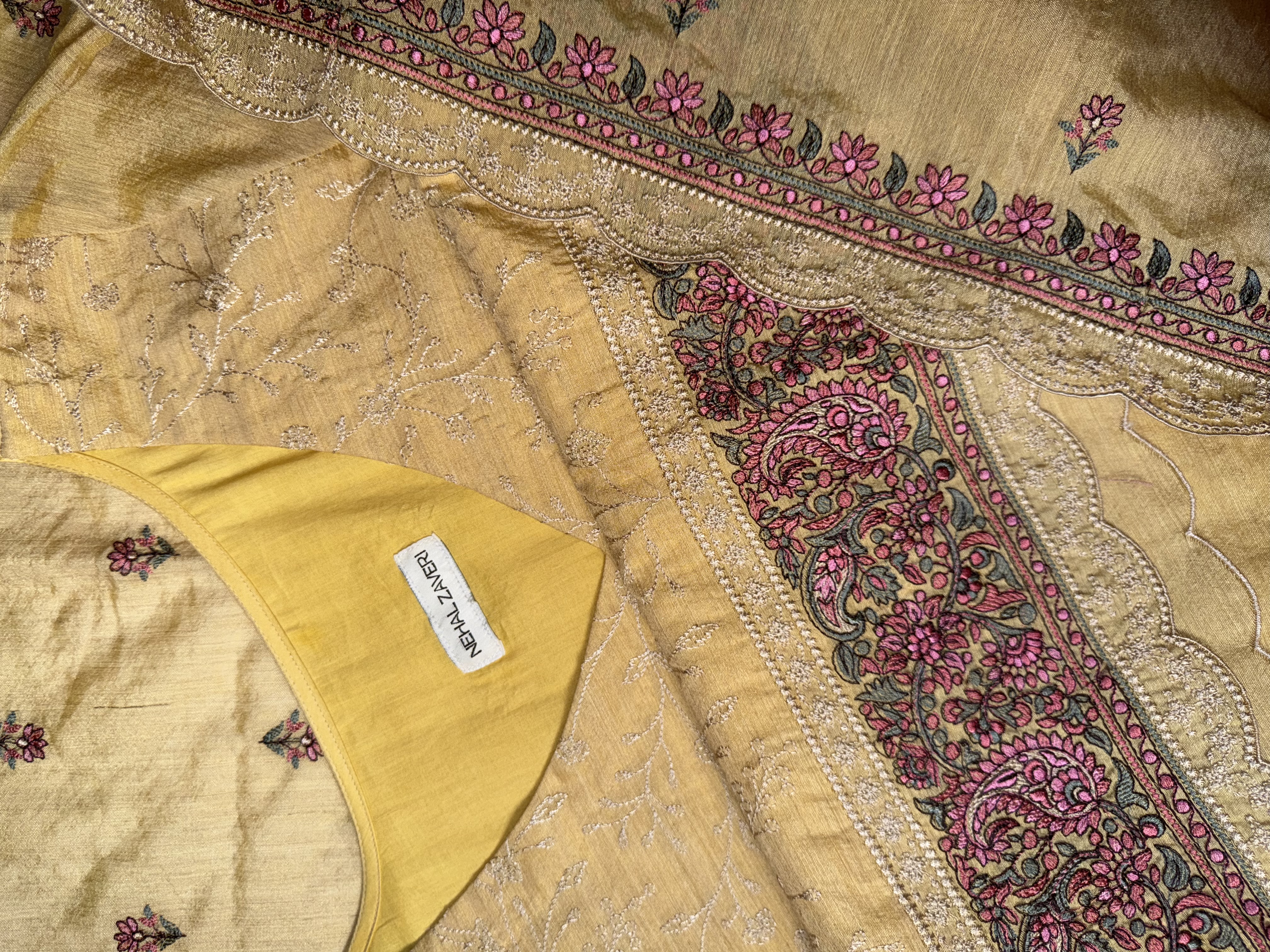 Yellow moonga embroidered suit