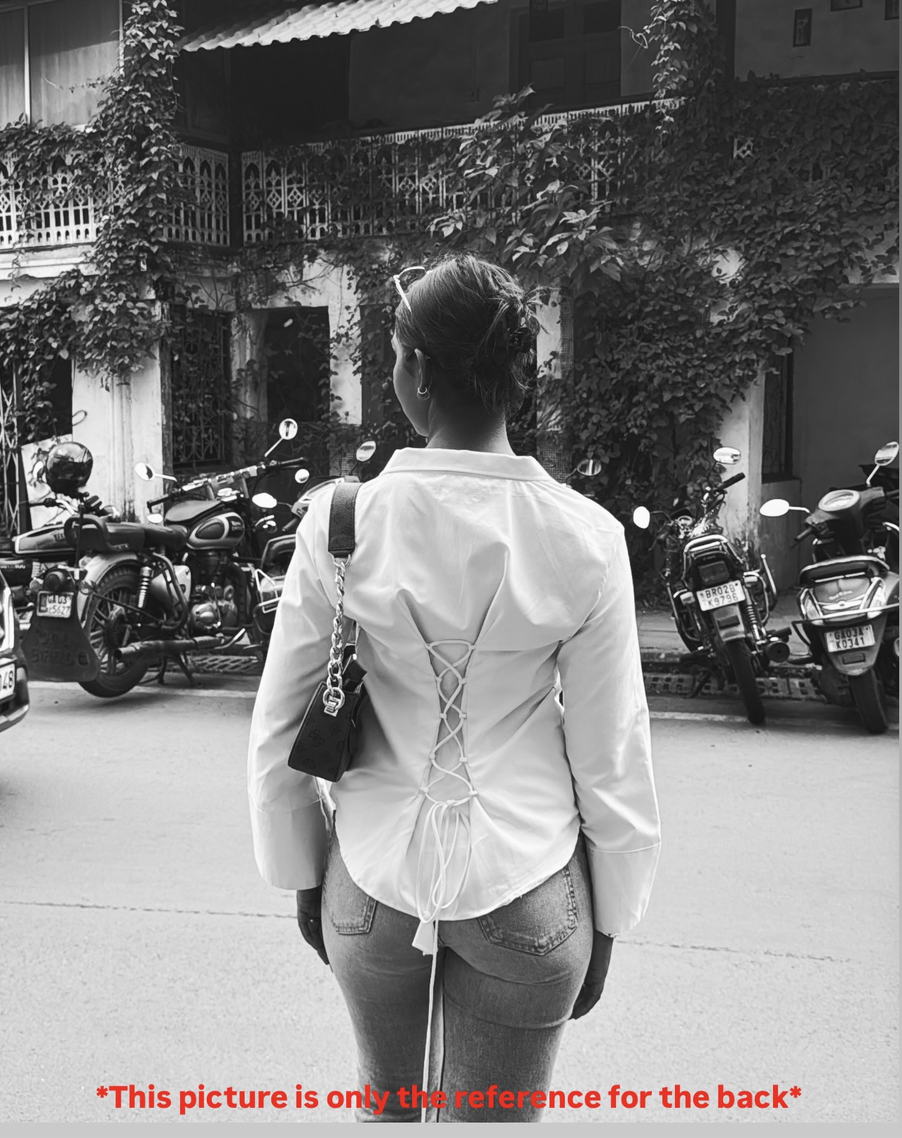 Blue striped tie back shirt