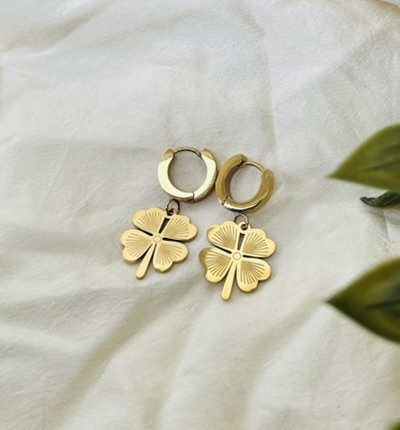 Gold Clover Hoop Earrings