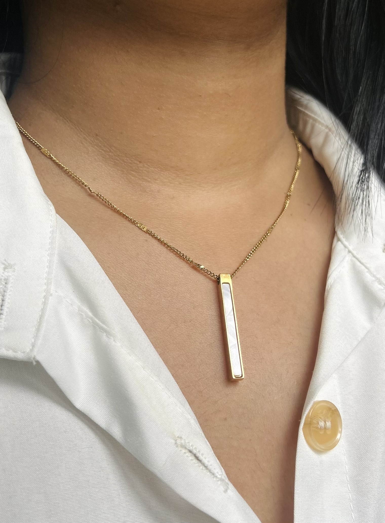 Gold Vertical Bar Necklace