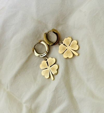 Gold Clover Hoop Earrings