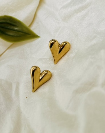 Gold Heart Stud Earrings