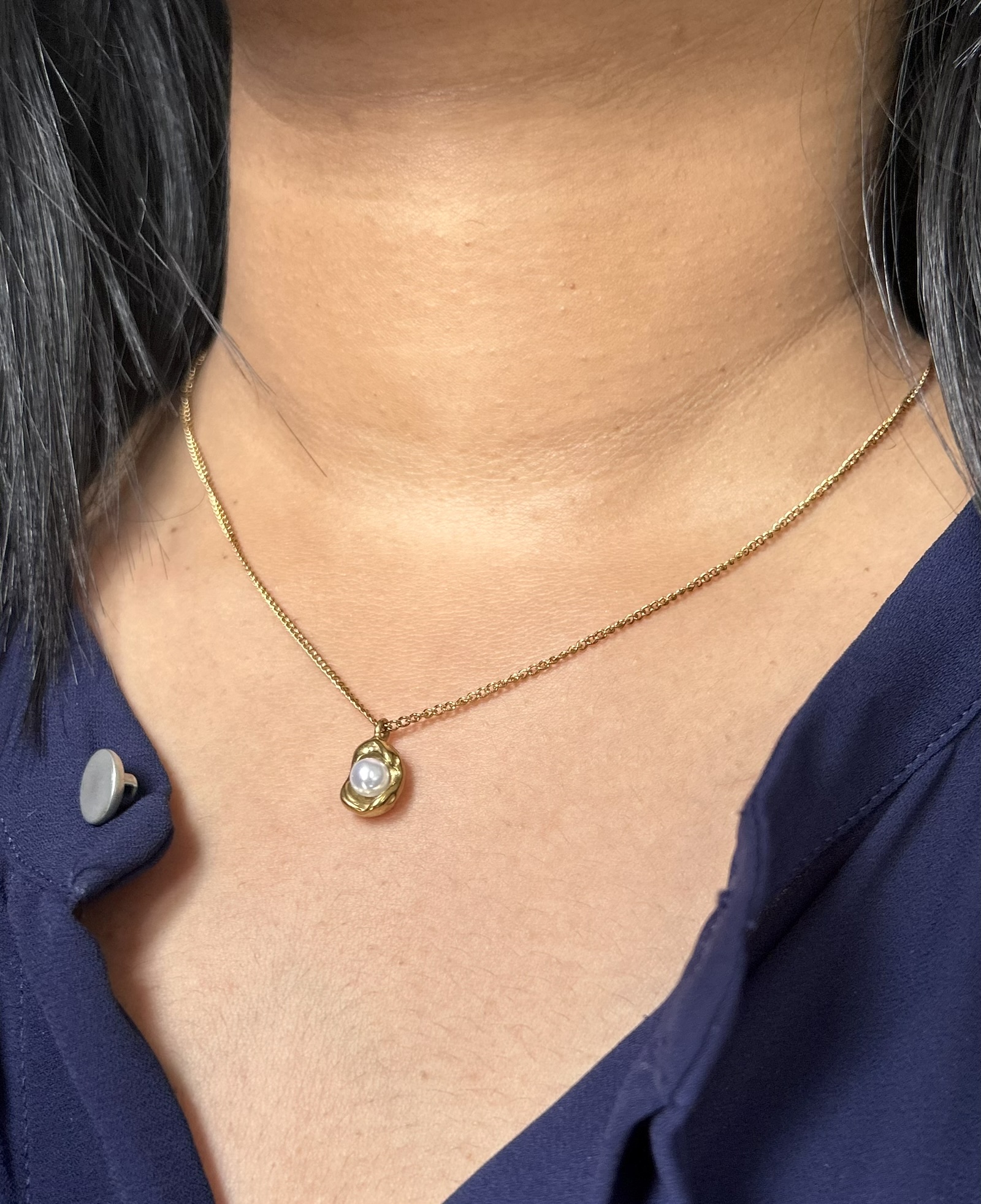 Gold Plated Pearl Pendant Necklace