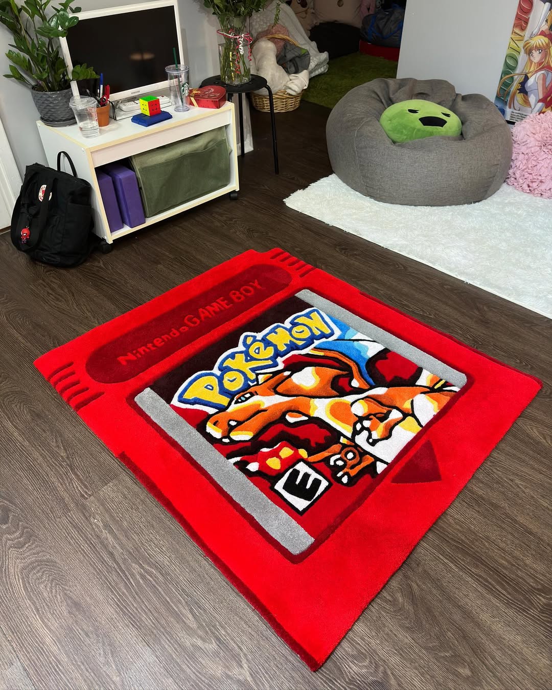 Custom Pokémon Charizard Game Boy Cartridge Rug – Retro Gaming Carpet for Collectors, Gamers & Anime Fans