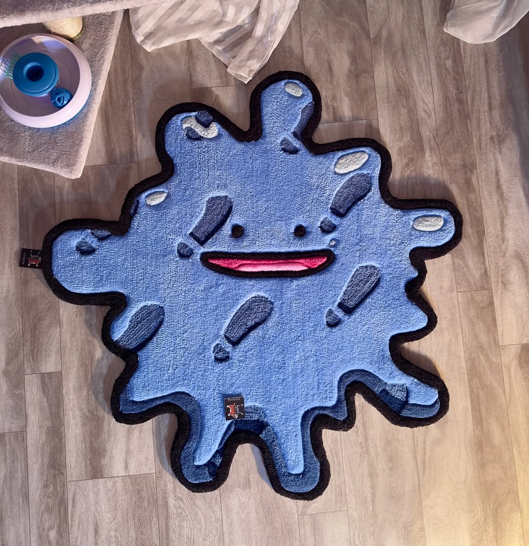 Custom Ditto Rug – Funny Flattened Pokémon Anime Carpet for Gamers & Collectors