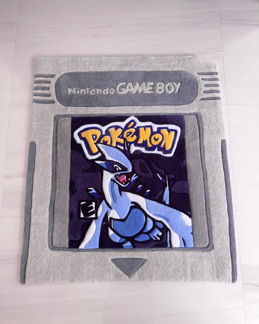 Custom Pokémon Silver Game Boy Cartridge Rug – Retro Gaming Carpet for Collectors, Gamers & Anime Fans