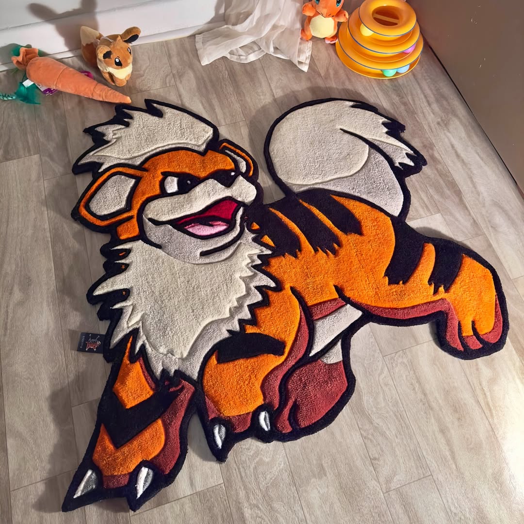 Custom Growlithe Rug – Pokémon Anime Carpet for Gamers & Collectors