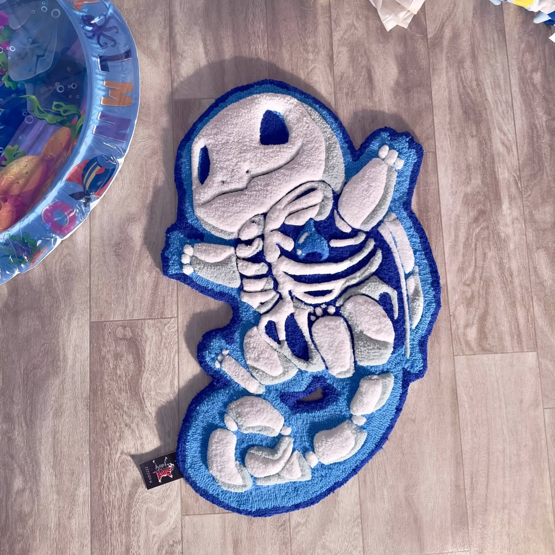 Custom Squirtle Skeleton Rug – Pokémon Anime Carpet for Gamers & Collectors