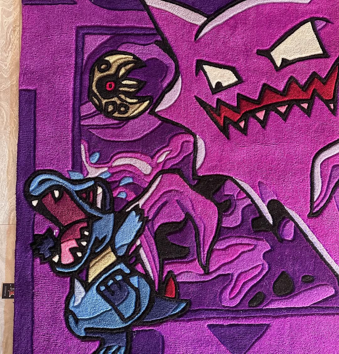 Custom Pokémon Haunter and Totodile Game Boy Cartridge Rug – Retro Gaming Carpet for Collectors, Gamers & Anime Fans