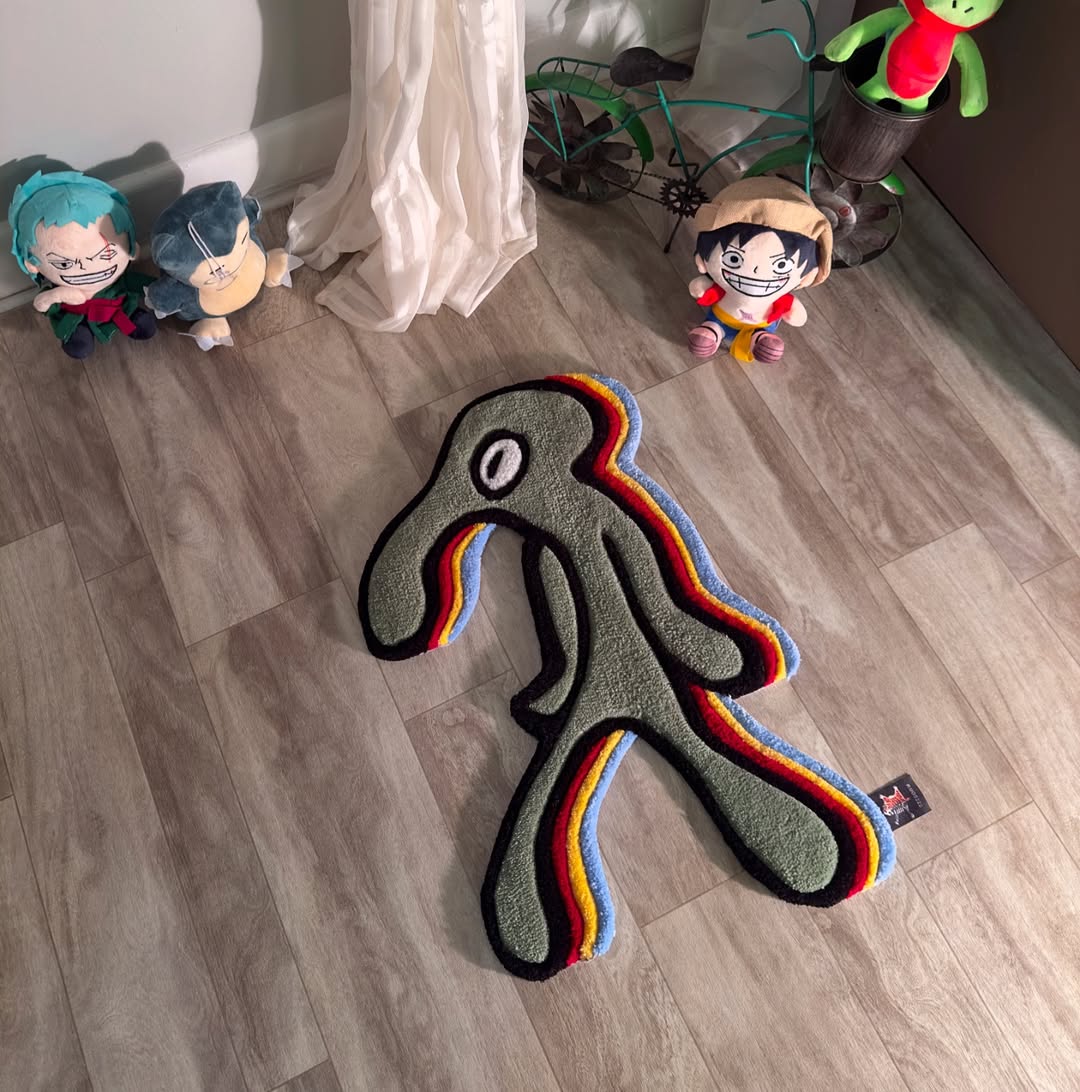 Custom Handsome Squidward Rug – Funny SpongeBob-Inspired Cartoon Carpet for Meme Lovers, Gamers & Collectors