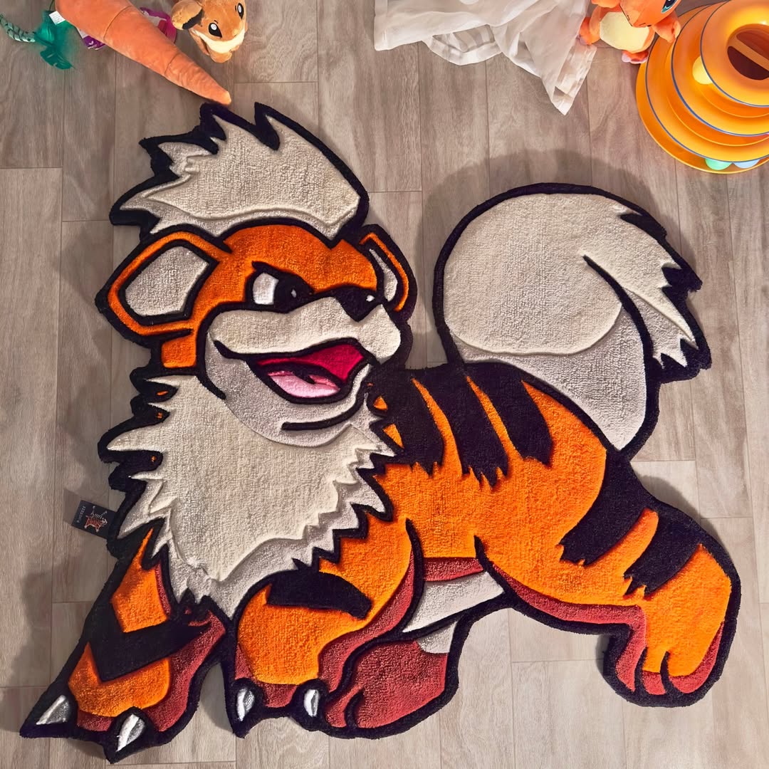 Custom Growlithe Rug – Pokémon Anime Carpet for Gamers & Collectors