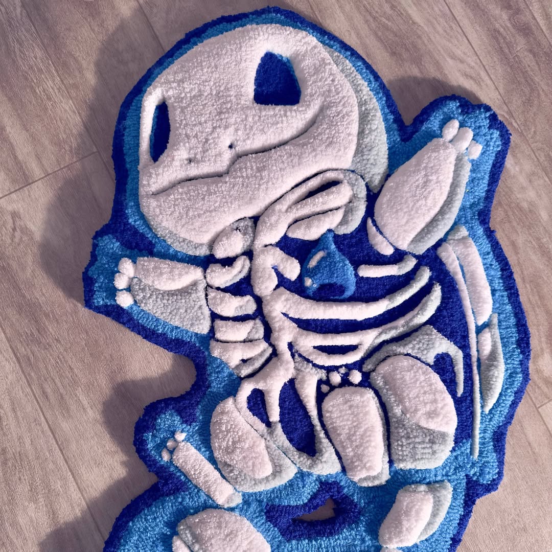 Custom Squirtle Skeleton Rug – Pokémon Anime Carpet for Gamers & Collectors