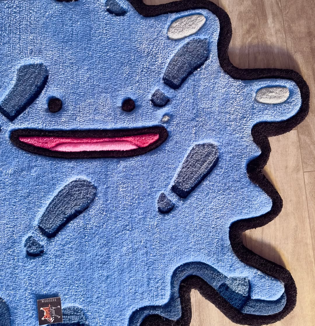 Custom Ditto Rug – Funny Flattened Pokémon Anime Carpet for Gamers & Collectors