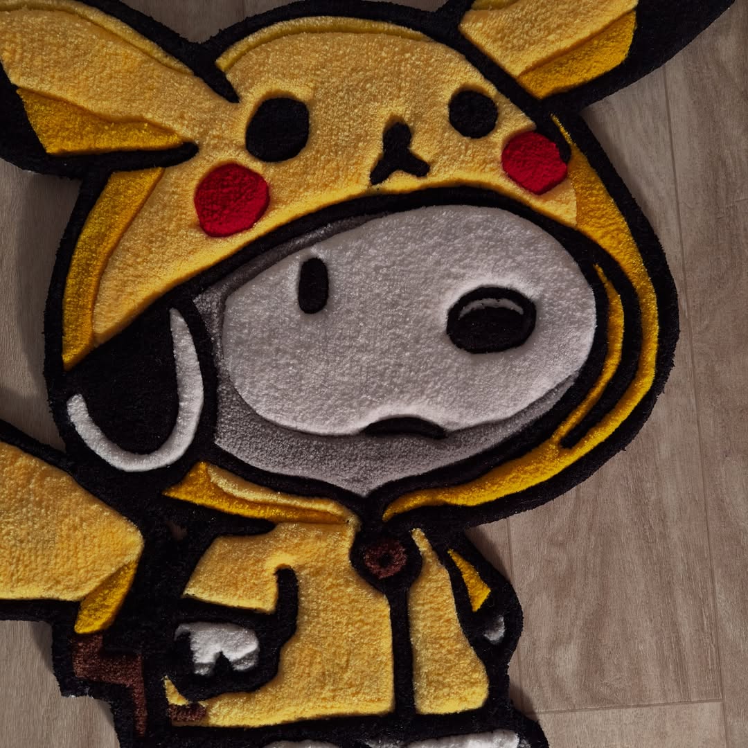 Custom Snoopy with Pikachu Jacket Rug – Cute Anime Crossover Carpet for Collectors, Gamers & Otaku