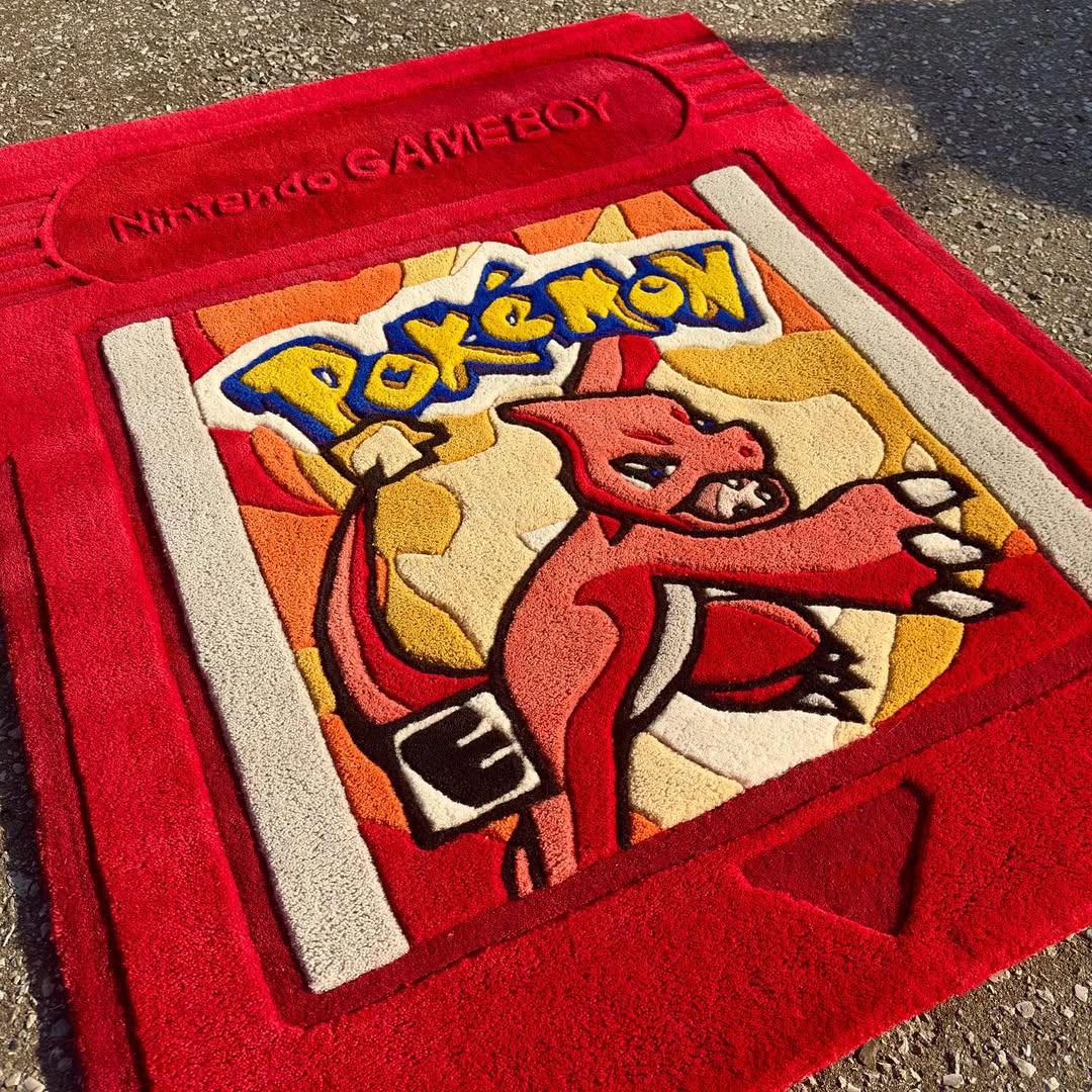 Custom Pokémon Charmeleon Game Boy Cartridge Rug – Retro Gaming Carpet for Collectors, Gamers & Anime Fans