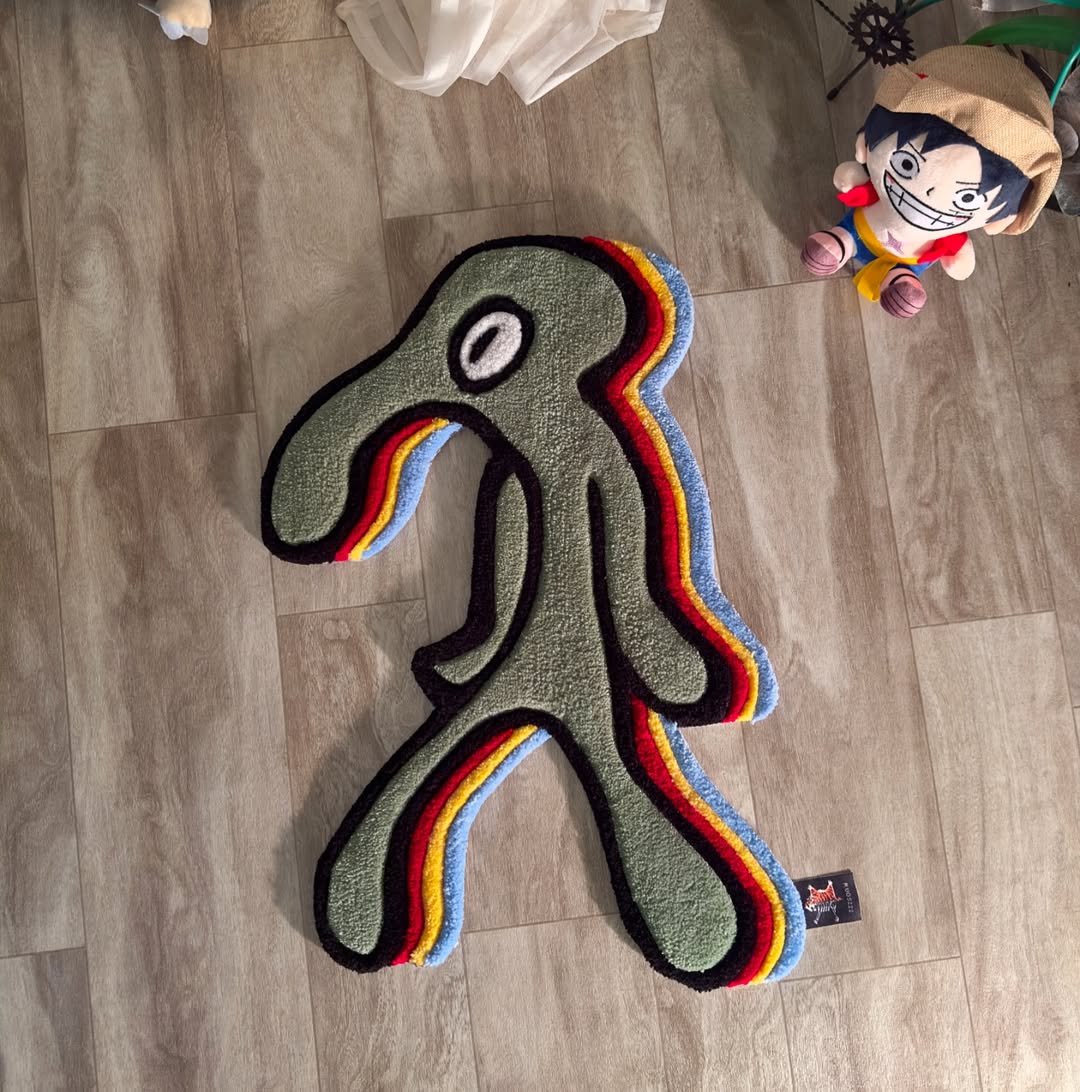 Custom Handsome Squidward Rug – Funny SpongeBob-Inspired Cartoon Carpet for Meme Lovers, Gamers & Collectors