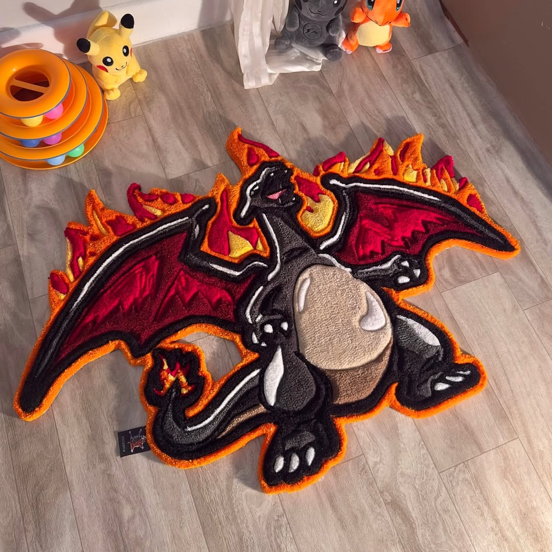 Custom Shiny Charizard Rug – Pokémon Anime Carpet for Gamers & Collectors