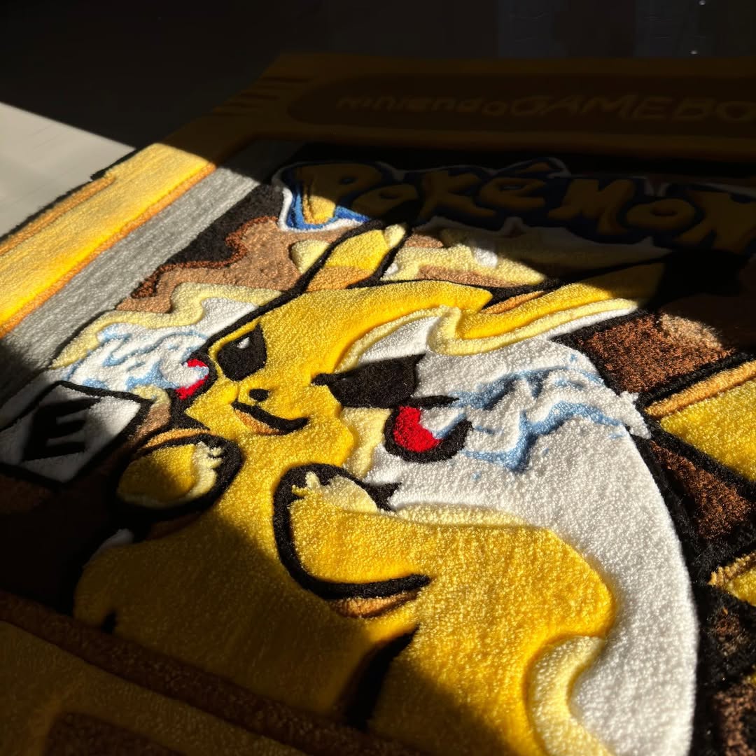 Custom Pokémon Pikachu Game Boy Cartridge Rug – Retro Gaming Carpet for Collectors, Gamers & Anime Fans