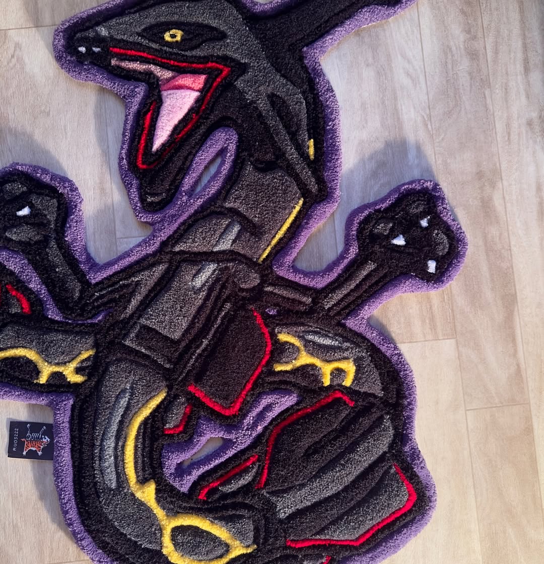 Custom Shiny Rayquaza Rug – Legendary Pokémon Anime Carpet for Gamers & Collectors