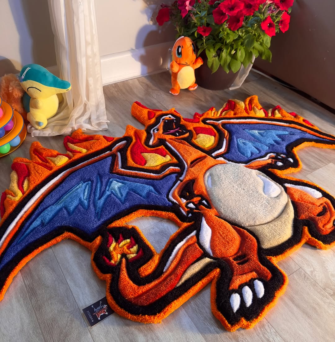Custom Charizard Rug – Pokémon Anime Carpet for Gamers & Collectors