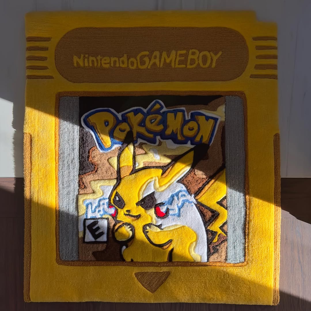 Custom Pokémon Pikachu Game Boy Cartridge Rug – Retro Gaming Carpet for Collectors, Gamers & Anime Fans
