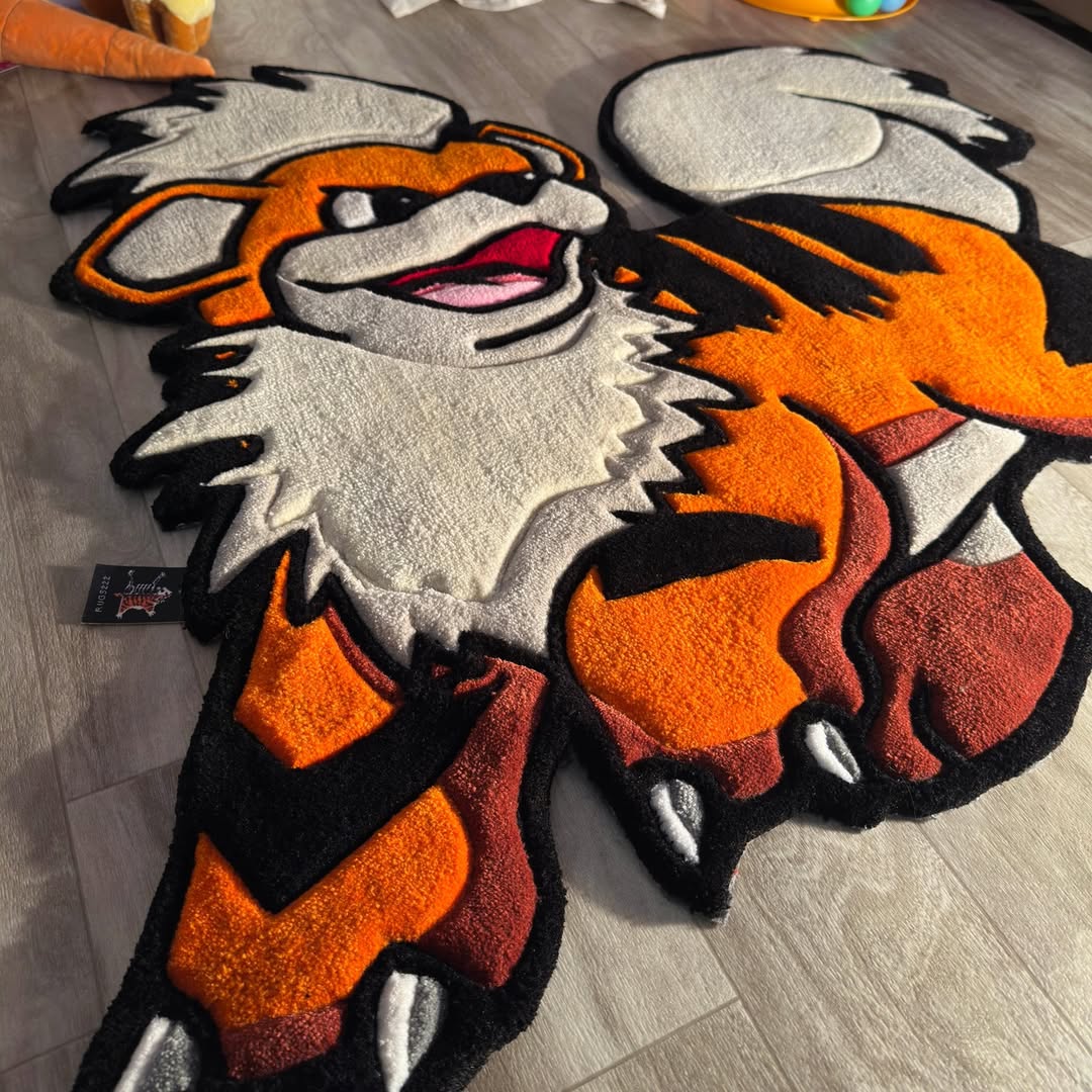 Custom Growlithe Rug – Pokémon Anime Carpet for Gamers & Collectors