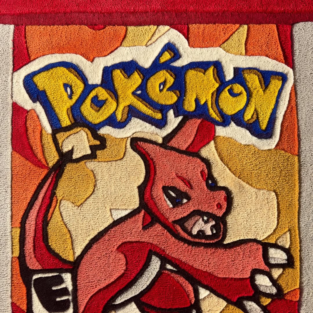 Custom Pokémon Charmeleon Game Boy Cartridge Rug – Retro Gaming Carpet for Collectors, Gamers & Anime Fans