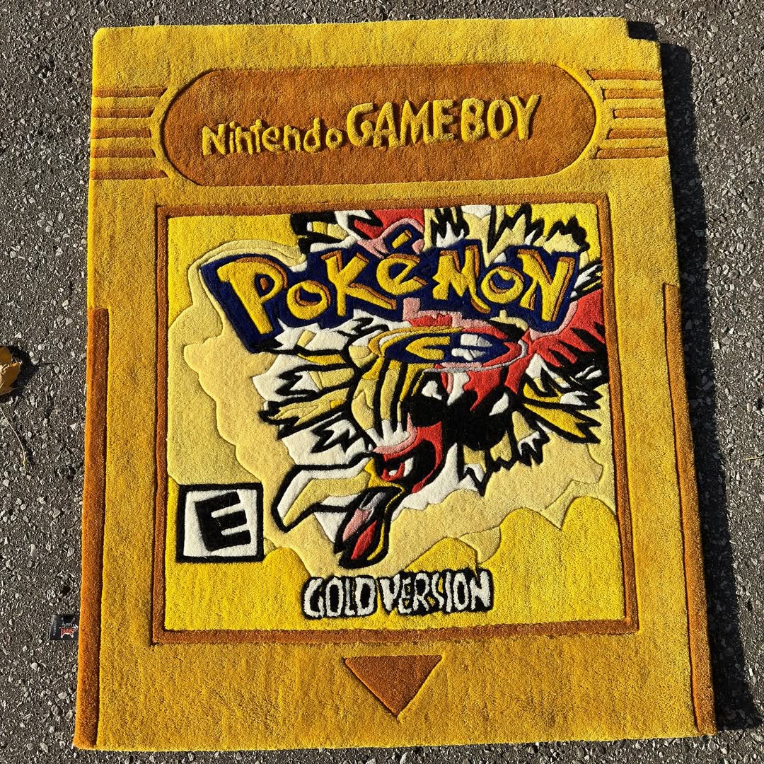 Custom Pokémon Gold Game Boy Cartridge Rug – Retro Gaming Carpet for Collectors, Gamers & Anime Fans