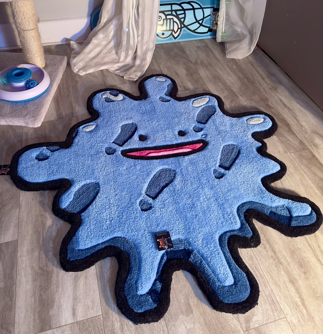 Custom Ditto Rug – Funny Flattened Pokémon Anime Carpet for Gamers & Collectors
