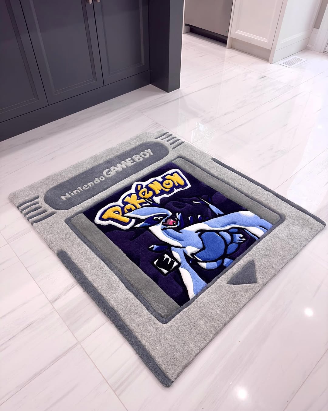 Custom Pokémon Silver Game Boy Cartridge Rug – Retro Gaming Carpet for Collectors, Gamers & Anime Fans