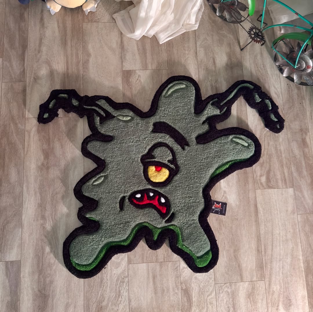 Custom Flattened Plankton Rug – Funny SpongeBob-Inspired Cartoon Carpet for Home, Gamers & Animation Fans