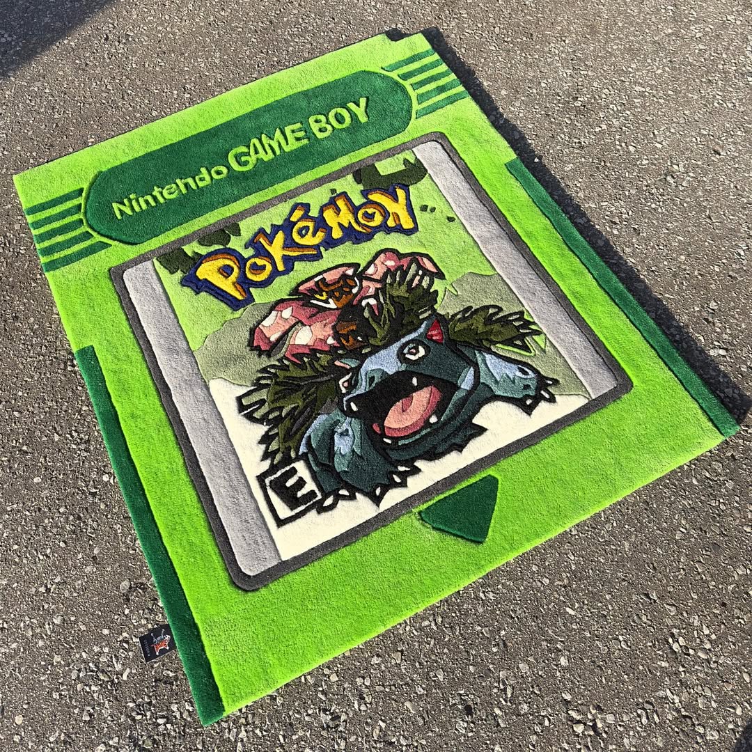Custom Pokémon Venusaur Game Boy Cartridge Rug – Retro Gaming Carpet for Collectors, Gamers & Anime Fans