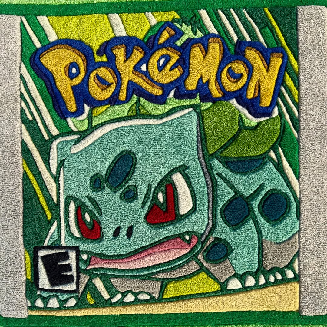 Custom Pokémon Bulbasaur Game Boy Cartridge Rug – Retro Gaming Carpet for Collectors, Gamers & Anime Fans